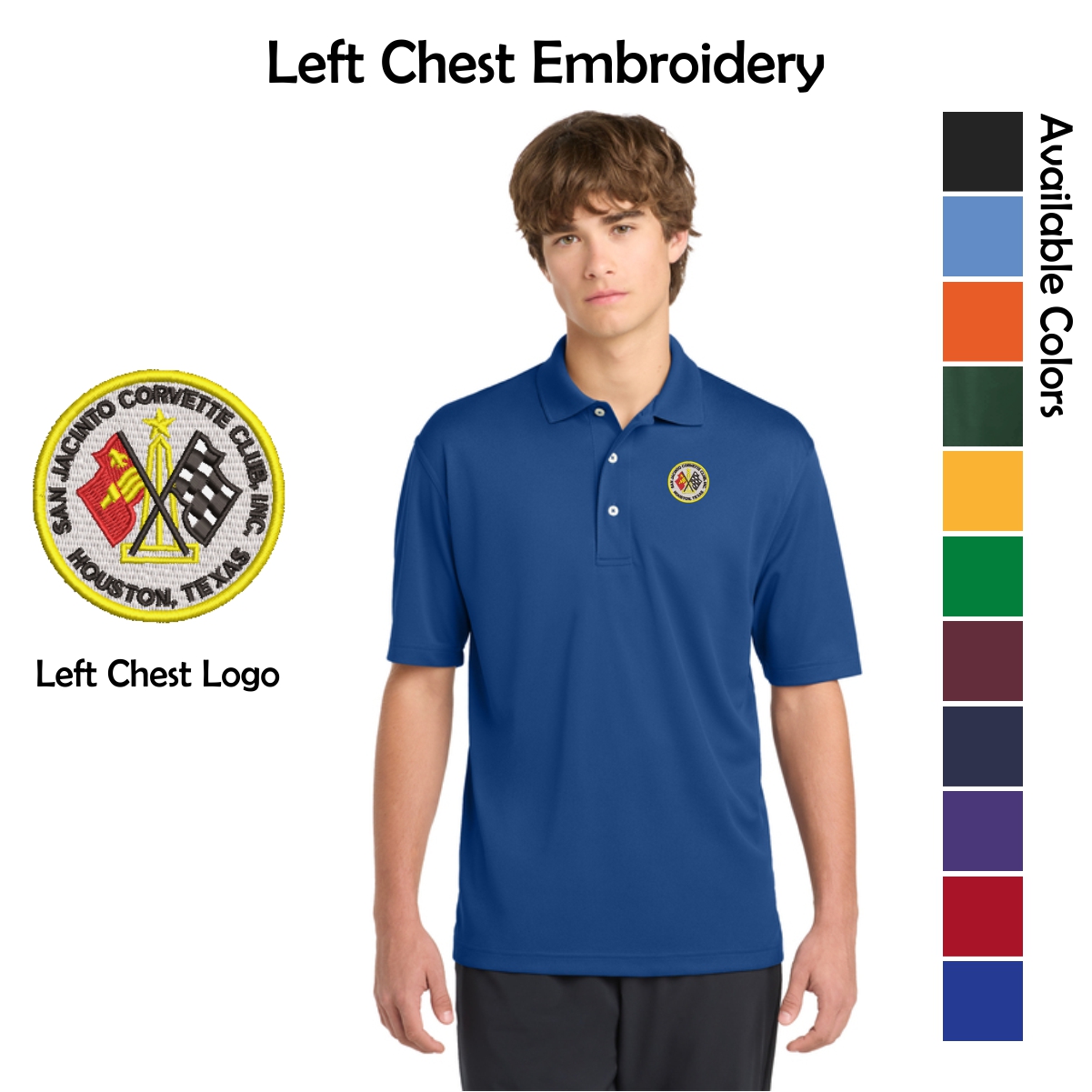 PR. San Jacinto Corvette Club Sport-Tek Dri-Mesh Adult Polo