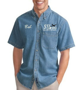 Sky Soaring Adult Denim Short Sleeve Shirt