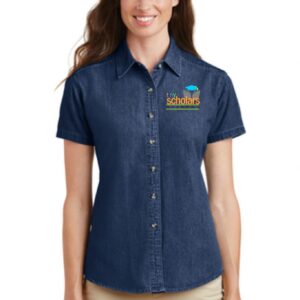 Tiny Scholars Ladies Short Sleeve Denim Shirt