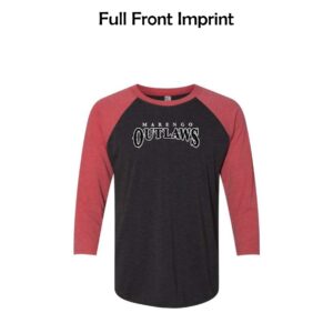 Marengo Outlaws Travel Baseball Unisex Triblend Three-Quarter Sleeve Raglan