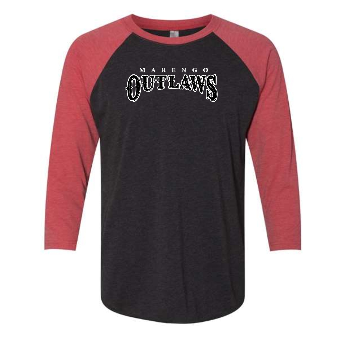 Marengo Outlaws Travel Baseball Unisex Triblend Three-Quarter Sleeve Raglan - Image 2
