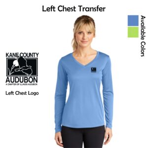 Kane County Audubon Ladies Performance V-Neck Long Sleeve Tee