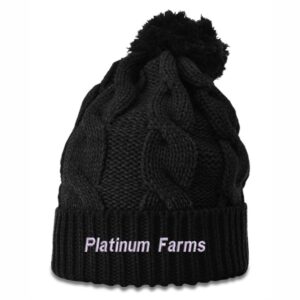 Platinum Farm Chunk Twist Knit Beanie w/ Cuff & Pom