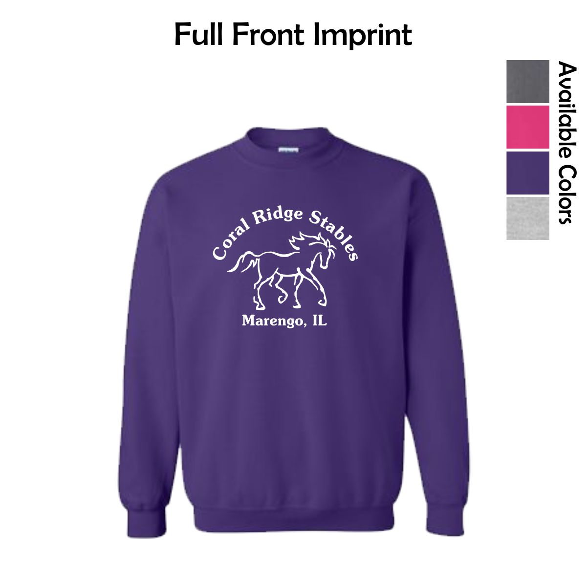 Coral Ridge Stables Heavy Blend Crewneck Sweatshirt with Full Front Imprint