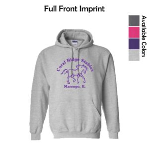 Coral Ridge Stables Heavy Blend Hooded Sweatshirt with Full Front Imrprint