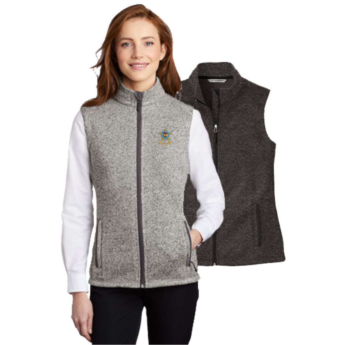 Port Authority Ladies Sweater Fleece Vest L236 XS Grey Heather at