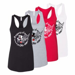 Property of No One Ladies Jersey Racerback Tank