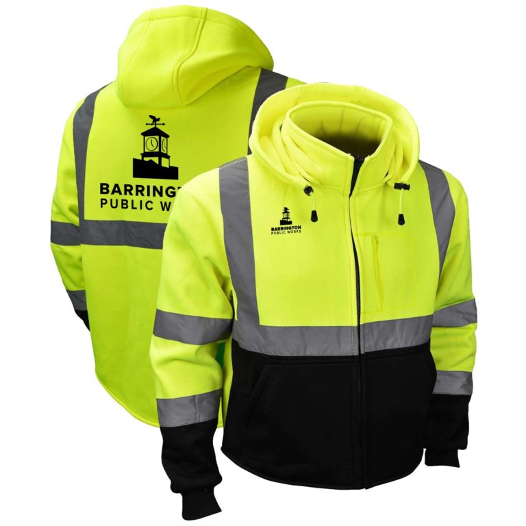 Barrington Public Works 02 HiVis Hooded Sweatshirt with Removable Hood