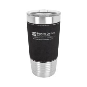 Pioneer Center Black/Silver Leatherette Tumbler with Clear Lid