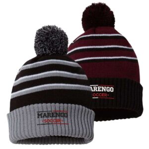 MCHS Soccer Stripe Pom Cuffed Beanie