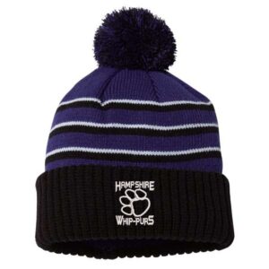Hampshire Middle School Stripe Cuffed Beanie with Pom-Pom