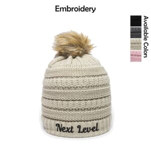 Next Level Counseling & Wellness Cable Faux Fur Pom Beanie