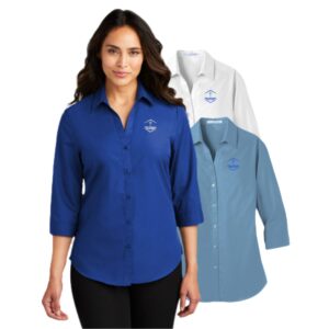 Zion Spiritwear Ladies 3/4-Sleeve Carefree Poplin Shirt