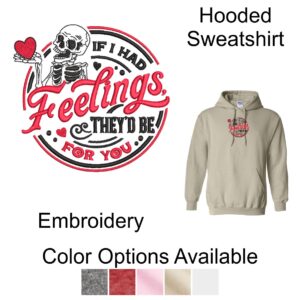 Valentine's Day "Feelings" Hooded Sweatshirt with Embroidery