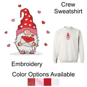 Valentine's Day "Gnome" Crewneck Sweatshirt with Embroidery