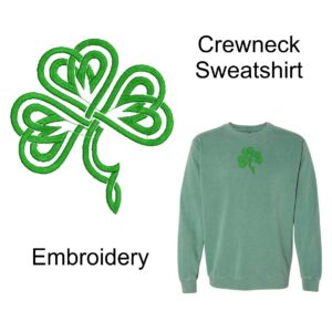 St. Patrick's Day "Clover" Garment-Dyed Sweatshirt with Embroidery
