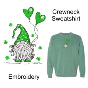 St. Patrick's Day "Gnome with Balloons" Garment-Dyed Sweatshirt with Embroidery