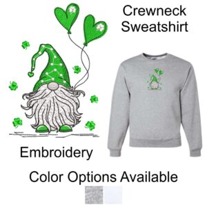 St. Patrick's Day "Gnome with Balloons" Crewneck Sweatshirt with Embroidery