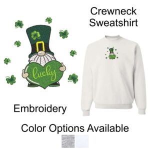 St. Patrick's Day "Lucky Gnome" Crewneck Sweatshirt with Embroidery