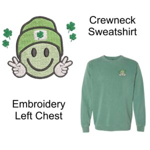 St. Patrick's Day "Smiley Face" Garment-Dyed Sweatshirt with Embroidery