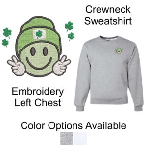 St. Patrick's Day "Smiley Face" Crewneck Sweatshirt with Embroidery