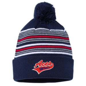 Algonquin Aces Striped Pom-Pom Cuffed Beanie