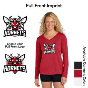 Hornets Baseball Ladies Performance Long Sleeve V-Neck Tee