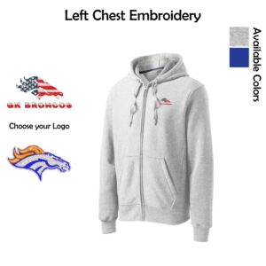 Genoa-Kingston Broncos Adult Full-Zip Hooded Sweatshirt