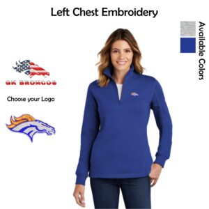 Genoa-Kingston Broncos Ladies 1/4-Zip Sweatshirt