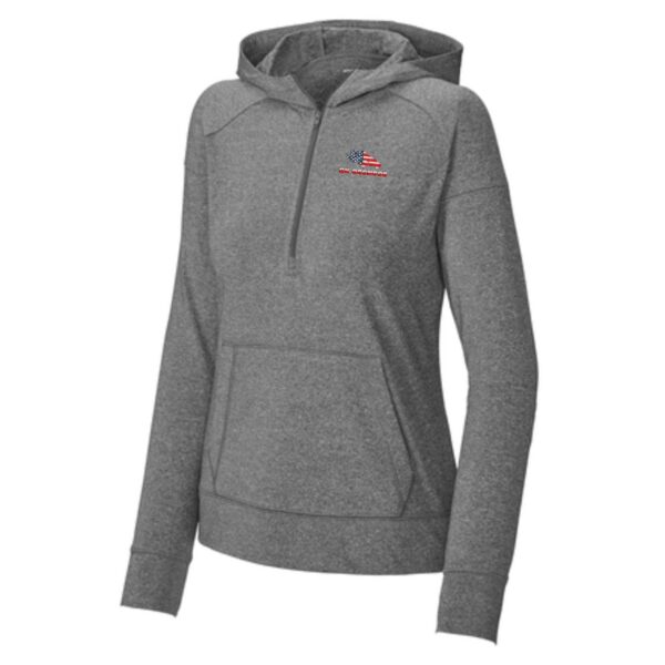 Genoa-Kingston Broncos Ladies 1/2-Zip Hoodie - Image 2
