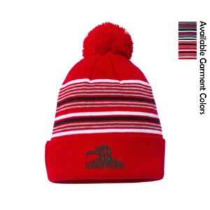 Canterbury Elementary Striped Cuffed Beanie with Pom-Pom