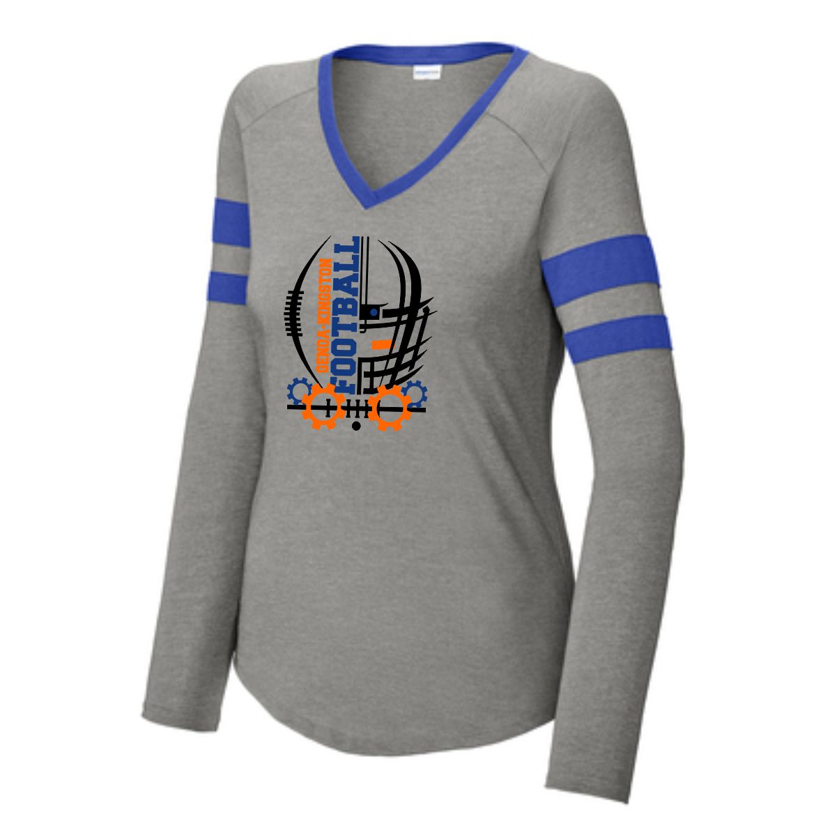 Genoa Kingston Booster Club 02 Football Ladies Long Sleeve V-Neck Tee - Image 2