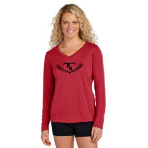 Red Raiders Fastpitch Softball Ladies Performance Long Sleeve V-Neck Tee