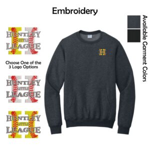 Huntley Little League Adult Crewneck Pocket Sweatshirt