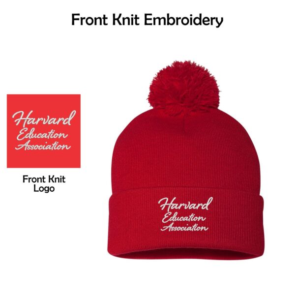 Harvard Education Association Pom Pom Cuffed Beanie