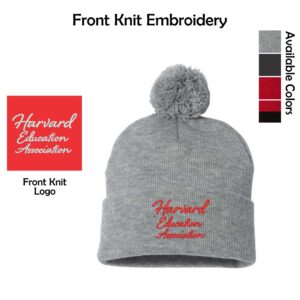 Harvard Education Association Pom Pom Cuffed Beanie