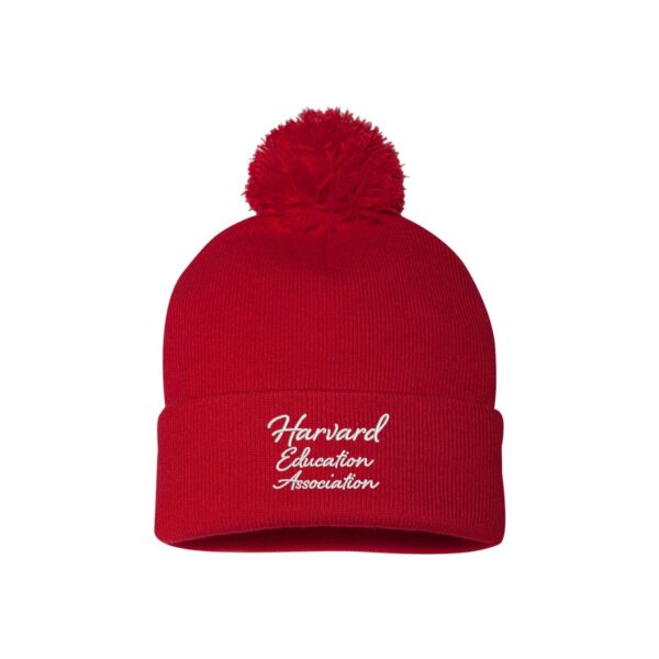 Harvard Education Association Pom Pom Cuffed Beanie - Image 2