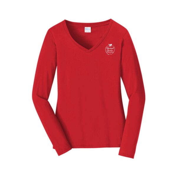 Harvard Education Association Ladies Long Sleeve Fan Favorite V-Neck Tee - Image 2