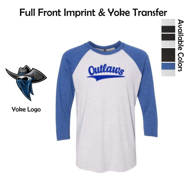 Northwest Outlaws Baseball Adult Three-Quarter Raglan T-Shirt