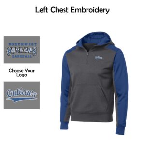 Northwest Outlaws Baseball Adult Colorblock 1/4-Zip Hooded Sweatshirt