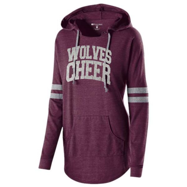 Prairie Ridge Jr. Wolves Cheerleading Ladies Hooded Long Sleeve Tee - Image 3