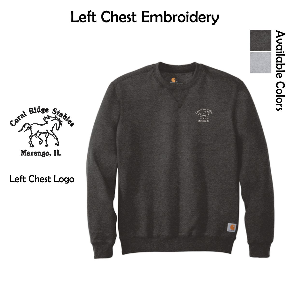 Coral Ridge Stables Carhartt Crewneck Sweatshirt with Left Chest Embroidery