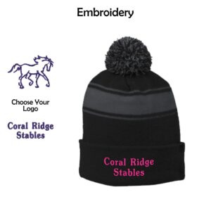 Coral Ridge Stables Sport-Tek Stripe Pom Pom Beanie