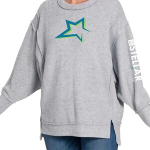 Stellar Edge Ladies Brushed Melange Hacci Exposed Seam Sweater