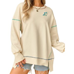 Stellar Edge Contrast Stitching Split Hem Sweatshirt