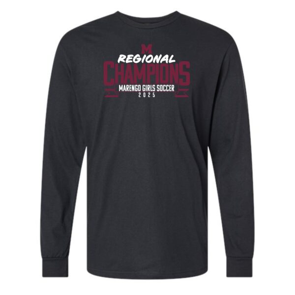 Marengo 001 Girls Soccer Regional Champions Adult Long Sleeve T-Shirt - Image 2
