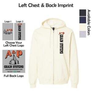 A & P Grain Systems Midweight Fleece Full-Zip Hooded Sweatshirt