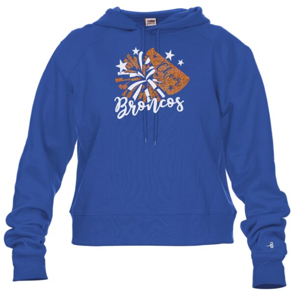 Genoa-Kingston Broncos Cheer Ladies Crop Hood - Image 3