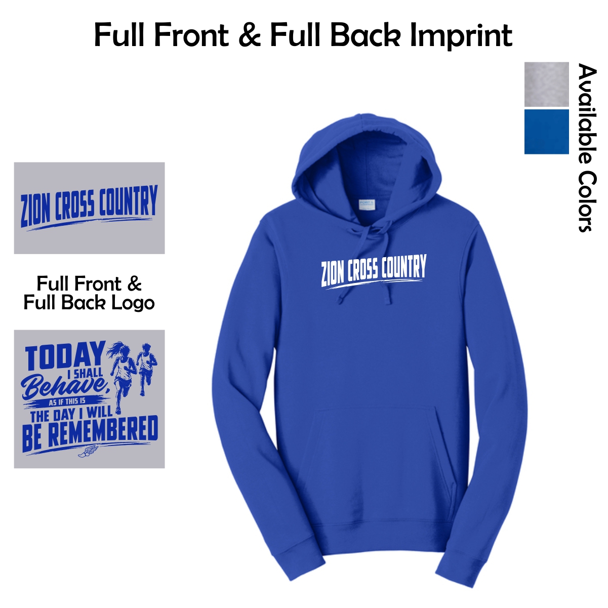 Zion Spiritwear 01 Cross Country Adult & Youth Hooded Sweatshirt