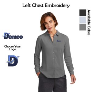 Demco Ladies Brooks Brothers Full-Button Satin Blouse